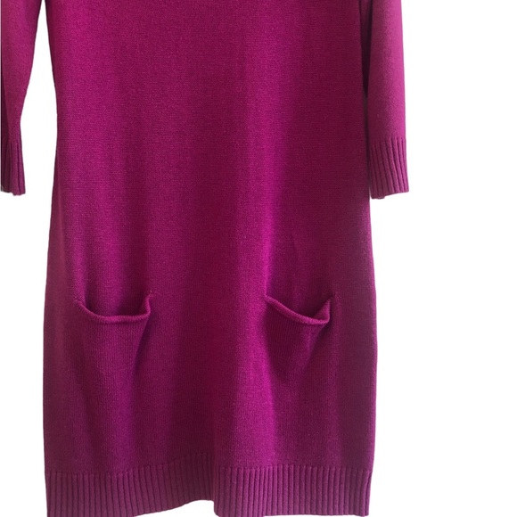Express Women's Fuchsia Wool Blend Sweater Dress With Pockets, Size Medium - Picture 3 of 8